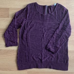 Knitted and Knotted 3/4 sleeve lace sweater